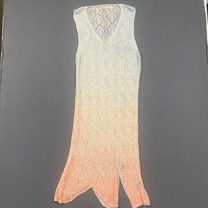 POL Womens Ombre Fully Crocheted Sleeveless Sharkbite Midi Dress Mermaidcore S